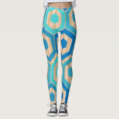Hexagons en Stripes - Zee en zand Leggings (Voorkant)