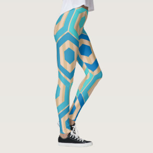 Hexagons en Stripes - Zee en zand Leggings