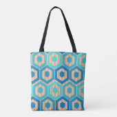 Hexagons en Stripes - Zee en zand Tote Bag (Achterkant)