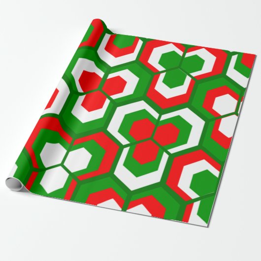 Hexagons Flowers Cadeaupapier (Uitgerold)