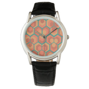 Hexagons Flowers Horloge
