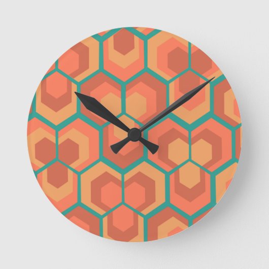 Hexagons Flowers Ronde Klok (Voorkant)