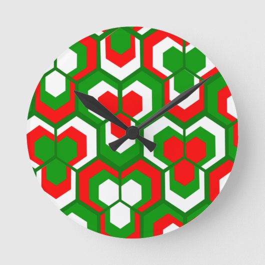 Hexagons Flowers Ronde Klok (Voorkant)