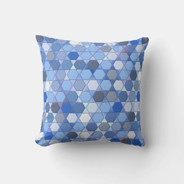 Hexagons in de schaduw van blauw kussen (Voorkant)