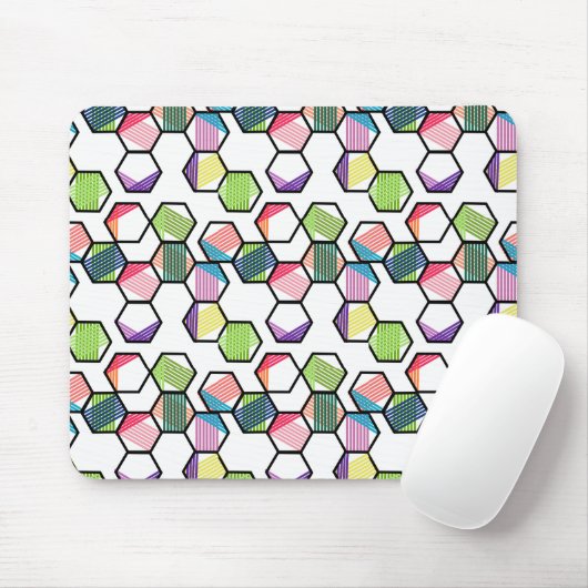 Hexagons met schroefdraad muismat (Met muis)