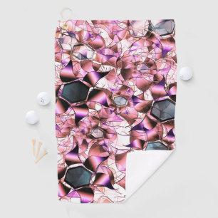 Hexagons omgeven door roze petaalachtige vormen golfhanddoek