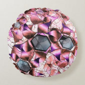 Hexagons omgeven door roze petaalachtige vormen rond kussen (Voorkant)