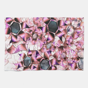 Hexagons omgeven door roze petaalachtige vormen theedoek