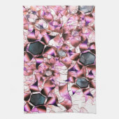 Hexagons omgeven door roze petaalachtige vormen theedoek (Verticaal)