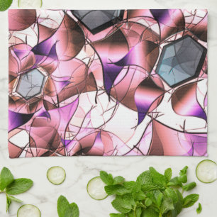 Hexagons omgeven door roze petaalachtige vormen theedoek