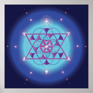 Hexagram, bloem Gebied, ultraviolet blauw Poster