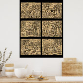 Hexaptych van heksen na Guazzo 30x40 Poster (Keuken)