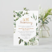 Hexigon Greenery 50th Wedding Jubileum Kaart (Staand voorkant)