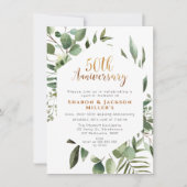 Hexigon Greenery 50th Wedding Jubileum Kaart (Voorkant)