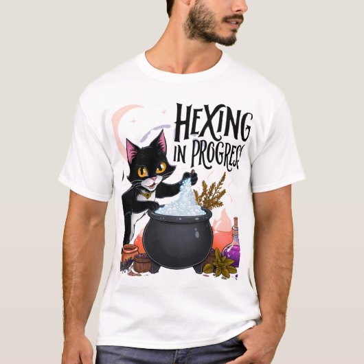 Hexing In Progress T-shirt voor katten – Witchy Bl (Voorkant)