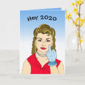 Hey 2020, Kus mijn Kont Grappig Nieuwjaar Kaart (Gele Bloem)