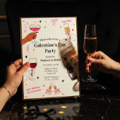 Hey Babe Galentines Invitation Gold Frame Kaart