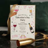 Hey Babe Galentines Invitation Gold Frame Kaart