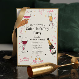 Hey Babe Galentines Invitation Gold Frame Kaart