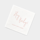Hey Baby Gepersonaliseerde naam Modern Script Folie Servetten (Links)