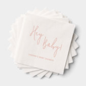 Hey Baby Gepersonaliseerde naam Modern Script Folie Servetten (Insitu (Gestapeld))