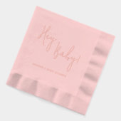 Hey Baby Gepersonaliseerde naam Modern Script Folie Servetten (Links)