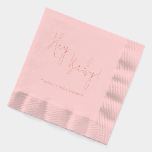 Hey Baby Gepersonaliseerde naam Modern Script Folie Servetten (Links)