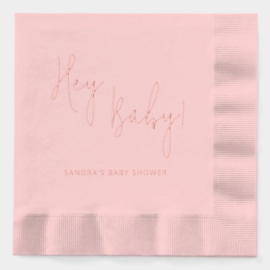Hey Baby Gepersonaliseerde naam Modern Script Folie Servetten (Voorkant)