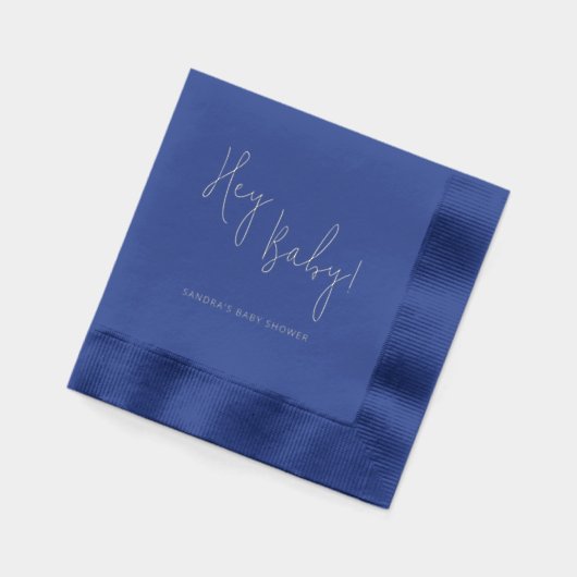 Hey Baby Gepersonaliseerde naam Modern Script Folie Servetten (Links)