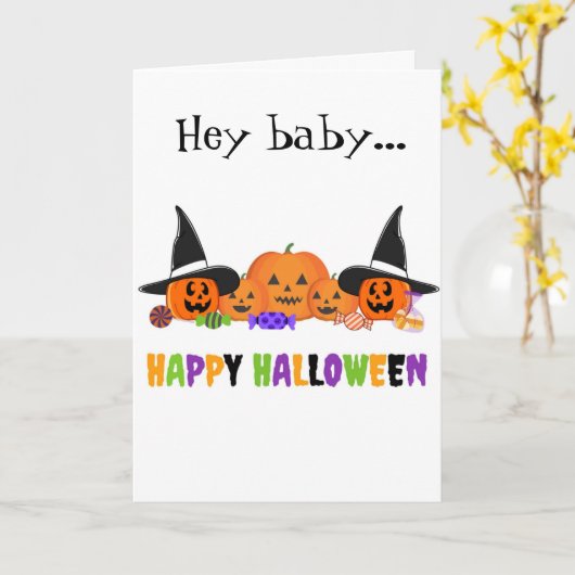 "HEY BABY" LAAT DE CELEBRAE HALLOWEEN "SAGETHER" KAART (Gele Bloem)
