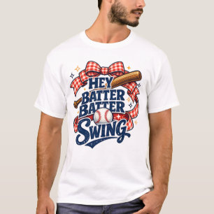 Hey Batter Batter Swing Baseball Moeder Esthetiek T-shirt