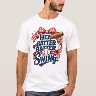 Hey Batter Batter Swing Baseball Moeder Esthetiek T-shirt