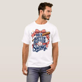 Hey Batter Batter Swing Baseball Moeder Esthetiek T-shirt (Voorkant volledig)