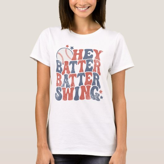 Hey Batter Batter Swing Tee, honkbalspel T-shirt (Voorkant)