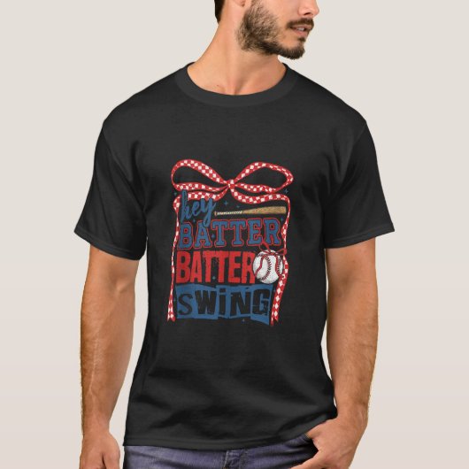 Hey Batter Swing Baseball Coquette Bow Tank (Voorkant)