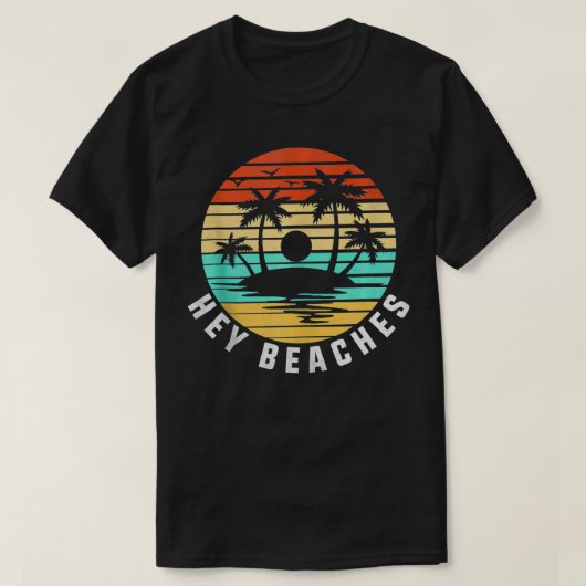Hey Beaches Hola Retro Sunset Funny Beach Vacking T-shirt (Design voorkant)