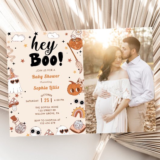 Hey Boo Baby shower Halloween Foto Kaart