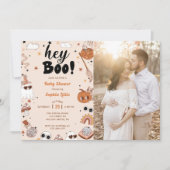 Hey Boo Baby shower Halloween Foto Kaart (Voorkant)