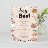 Hey Boo Baby shower Halloween Kaart (Staand voorkant)