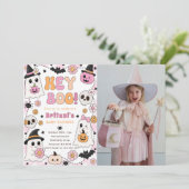 Hey Boo baby shower roze Kaart (Staand voorkant)