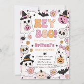 Hey Boo babyshower roze Kaart (Voorkant)