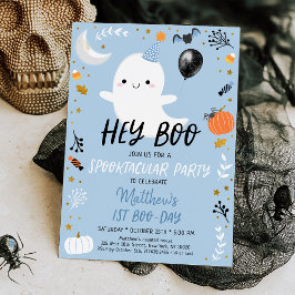 Hey Boo Blue Ghost Halloween Birthday Kaart