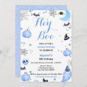 Hey Boo Blue Ghost Halloween Birthday Kaart (Voorkant / Achterkant)