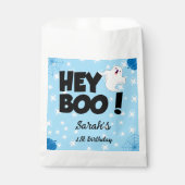 Hey Boo Blue Halloween Ghost Verjaardagsfeest Bedankzakje (Voorkant)