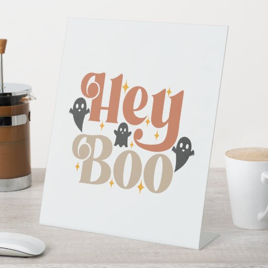 Hey Boo Boho Halloween Hey Boo Ghost Reclamebord Met Voetstuk (Insitu)