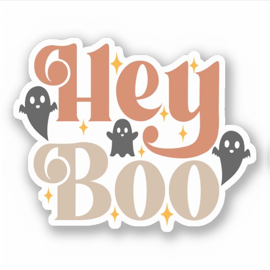 Hey Boo Boho Halloween Hey Boo Ghost Sticker (Voorkant)