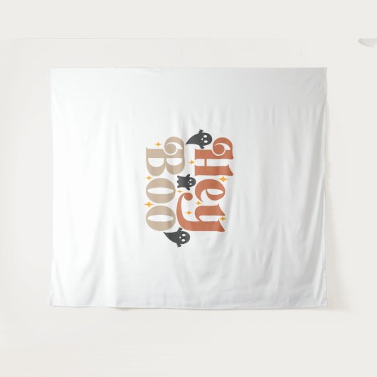 Hey Boo Boho Halloween Hey Boo Ghost Wandkleed (Voorkant (horizontaal))