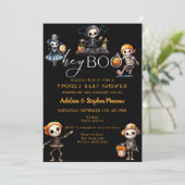Hey Boo Chic Halloween Spooky Kostuum Baby shower Kaart (Staand voorkant)