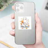 Hey Boo! – Cute AI-Generated Ghost Pumpkin Latte Sticker (Telefoon)