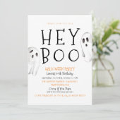 Hey Boo, Cute Ghost Halloween Uitnodiging (Staand voorkant)